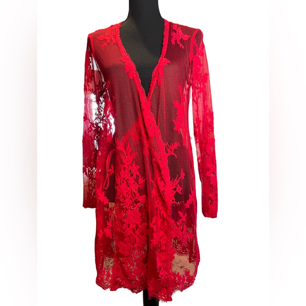 Victoria's Secret Red Mesh lingerie robe/coverup